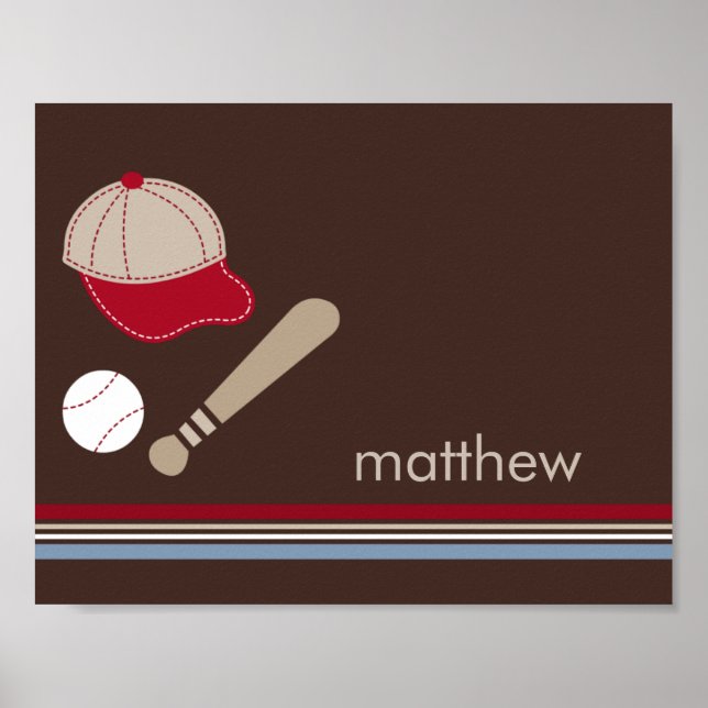Baseball Fan Personalized Kid Wall Art (Front)
