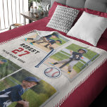 Baseball Fan Personalized Sports Photo Collage Sherpa Blanket<br><div class="desc">Show your grandchild how proud you are of their passion for baseball with this cute personalized sports fleece blanket. It features a unique photo collage of their favorite moments from the baseball diamond and their name and jersey number with the name of their team. It's the perfect way to encourage...</div>