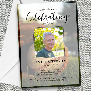 Baseball Fan Player Life Celebration Photo Funeral Invitation