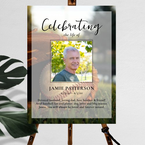 Baseball Fan Player Life Celebration Photo Funeral