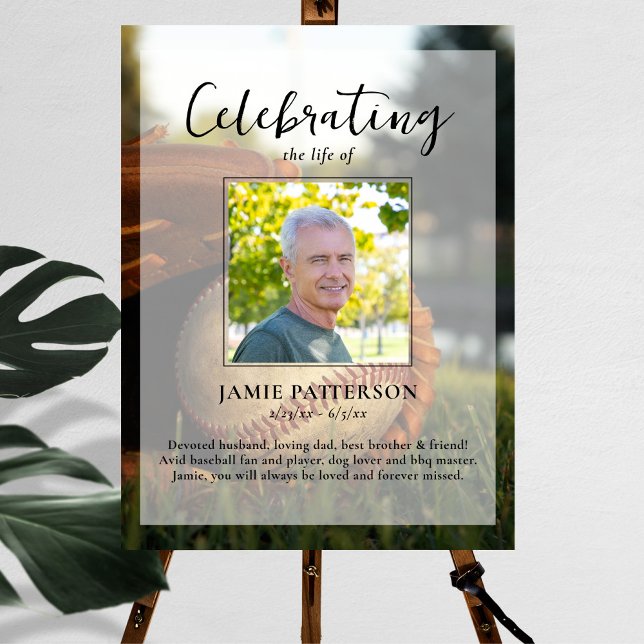Baseball Fan Player Life Celebration Photo Funeral Poster (Creator Uploaded)