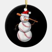 Baseball Fan Snowman Funny Christmas For men