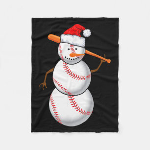 Baseball Fan Snowman Funny Christmas Gift Fleece Blanket
