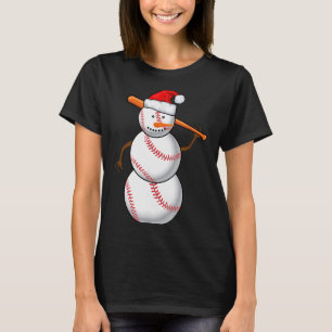 Baseball Fan Snowman Funny Christmas Gift  T-Shirt