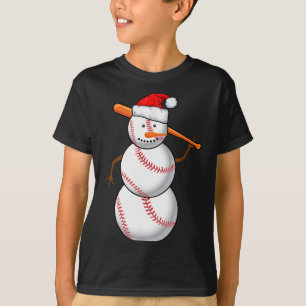 Baseball Fan Snowman Funny Christmas Gift  T-Shirt