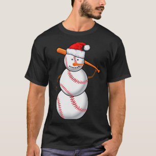 Baseball Fan Snowman Funny Christmas Gift  T-Shirt