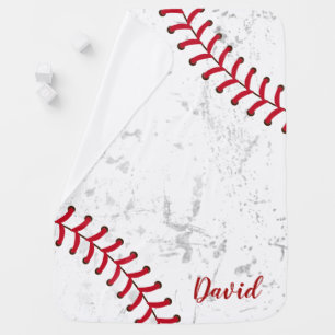 Baseball Fan Sports Theme Custom Name Baby Blanket