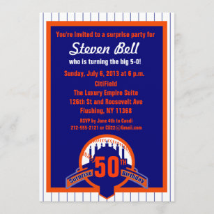 New York Mets Ticket Style Sports Party Invitations – Sports Invites