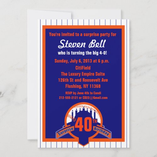 Baseball Fan Surprise Party Invitation