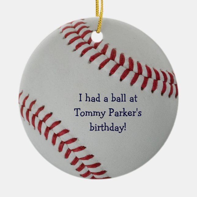 Baseball Fan-tastic_autograph-style party favor Ceramic Ornament (Front)