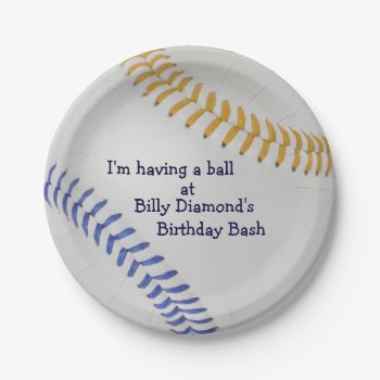 Baseball Fan-tastic_color Laces_go_bl_personalized Paper Plates by UCanSayThatAgain at Zazzle