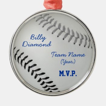 Baseball Fan-tastic_color Laces_gy_bk_award-style Metal Ornament by UCanSayThatAgain at Zazzle