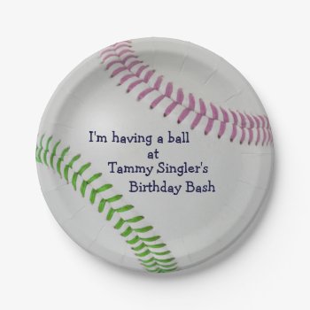 Baseball Fan-tastic_color Laces_mv_lg_personalized Paper Plates by UCanSayThatAgain at Zazzle