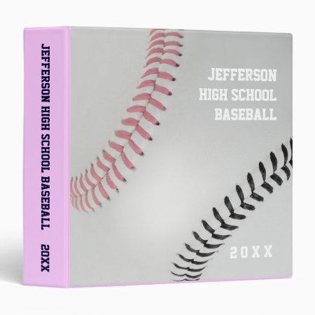 Baseball Fan-tastic_color Laces_pk_bk_personalized 3 Ring Binder