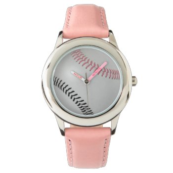 Baseball Fan-tastic_color Laces_pk_bk Watch by UCanSayThatAgain at Zazzle