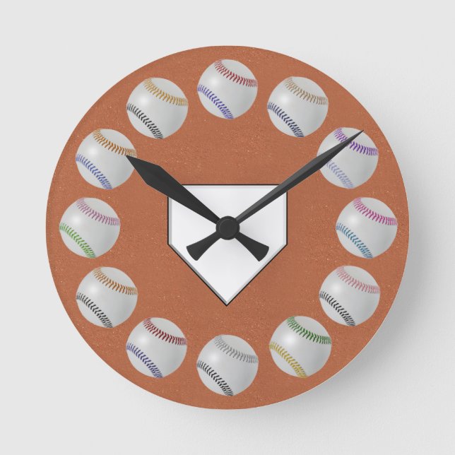Baseball Fan-tastic_home plate_circle of balls Round Clock (Front)