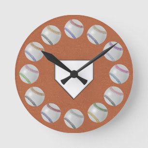 Baseball Fan-tastic_home plate_circle of balls Round Clock