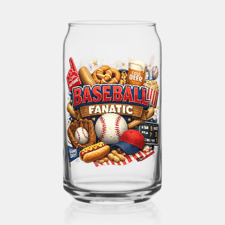Baseball fanatic can glass