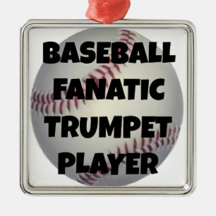 Baseball Fanatic Trumpet Player Metal Ornament