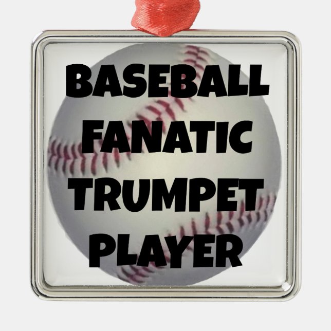 Baseball Fanatic Trumpet Player Metal Ornament (Front)