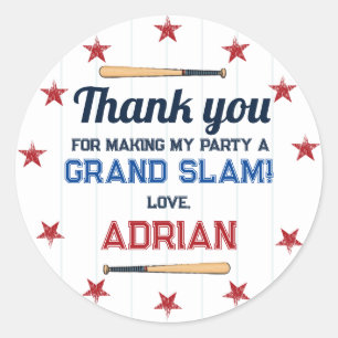 Baseball Favor First Birthday Watercolor Classic Round Sticker