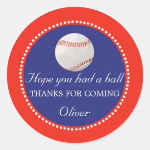 Baseball Favor Label Thank You Sticker