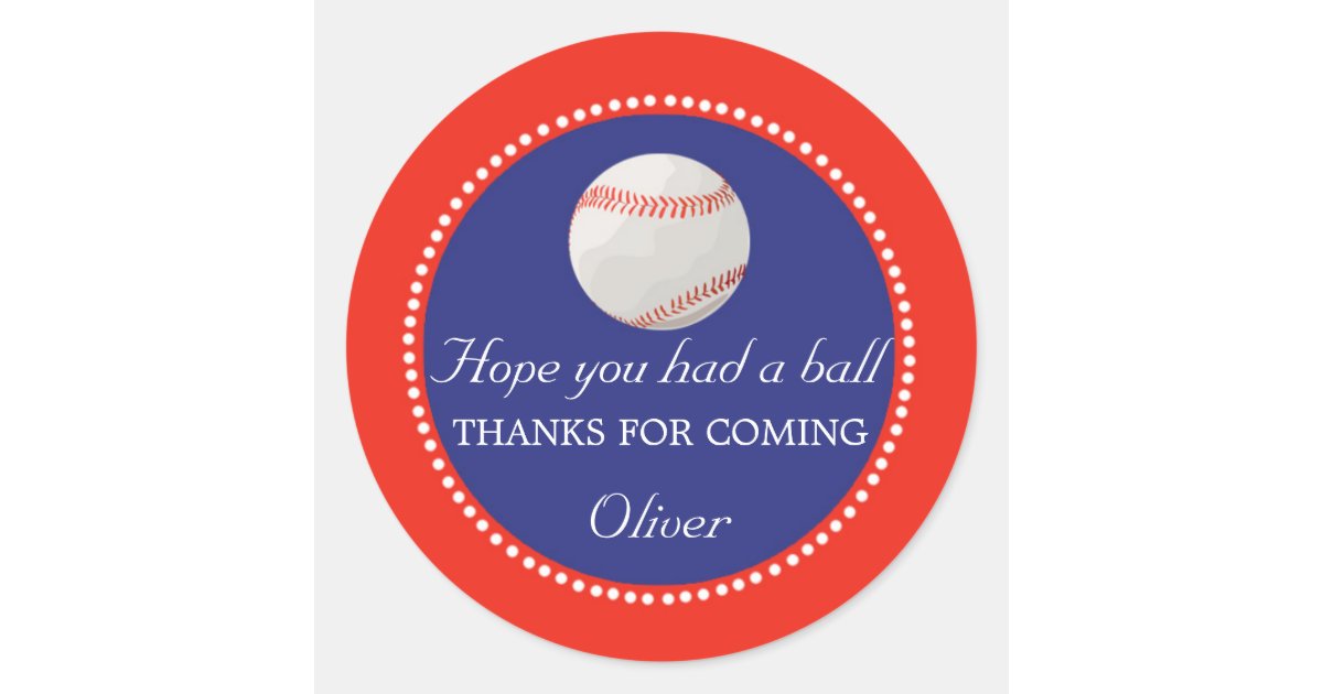Baseball Favor Label Thank You Sticker | Zazzle