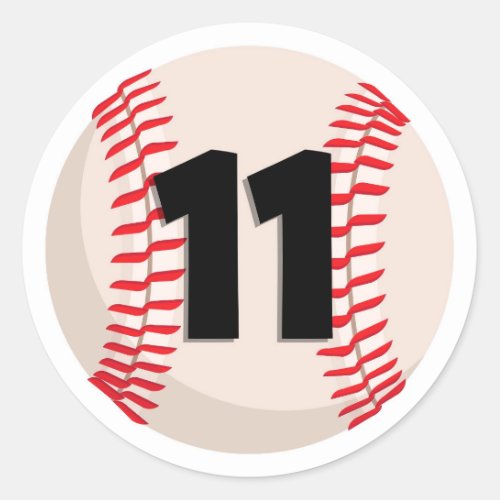 Baseball Favorite Number 11 Classic Round Sticker