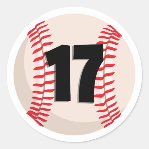 Baseball Favorite Number 17 Classic Round Sticker