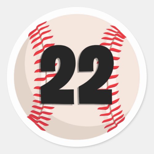 Baseball Favorite Number 22 Classic Round Sticker