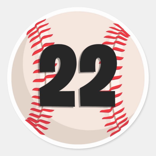 Baseball Favorite Number #22 Classic Round Sticker (Front)