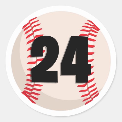 Baseball Favorite Number 24 Classic Round Sticker