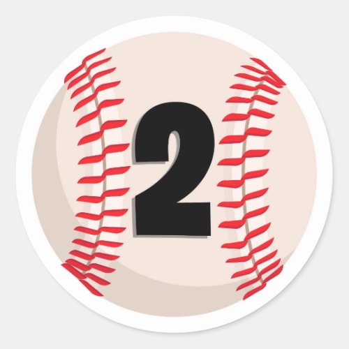 Baseball Favorite Number 2 Classic Round Sticker