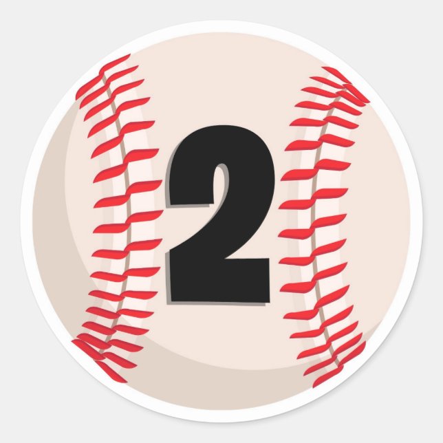 Baseball Favorite Number #2 Classic Round Sticker (Front)