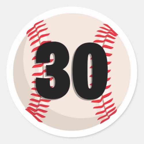 Baseball Favorite Number 30 Classic Round Sticker