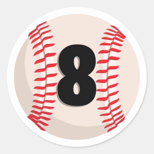 Baseball Favorite Number 8 Classic Round Sticker