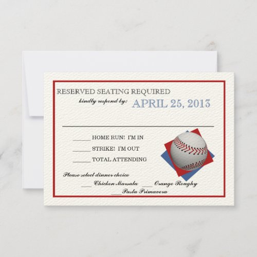 Baseball Felt Paper Reply RSVP Card