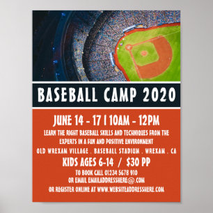 Baseball Field, Baseball Camp Advertising Poster