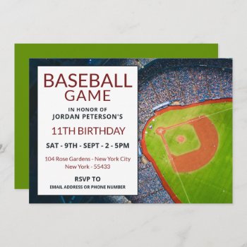 Baseball Field  Baseball Game Birthday Party Invitation by StampedyStamp at Zazzle