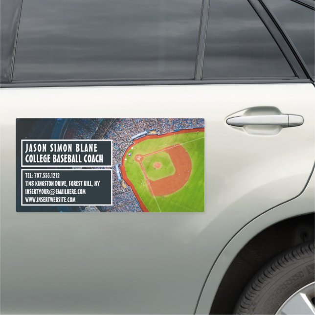 Baseball Field, Baseball Player, Coach Car Magnet (In Situ)