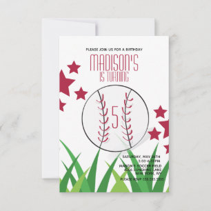 Baseball Field Birthday Stars  Any Age Birthday  Invitation