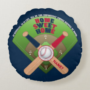 Baseball Field,Home 02-Round Throw Pillow BLUE