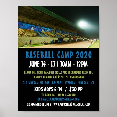 Baseball Field Landscape Baseball Camp Advert Poster