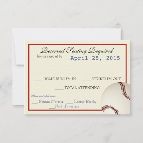 Baseball Field Pass Wedding Response Card