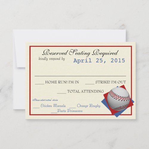Baseball Field Pass Wedding Response Card