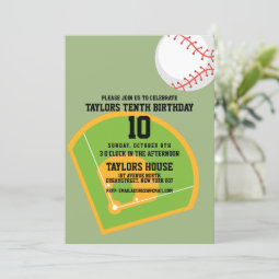 Baseball Field Sports Custom Birthday Party Invitation | Zazzle