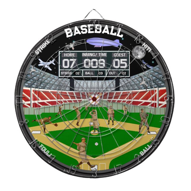 Baseball Field Starry Nights Stadium House Dart Board (Front)