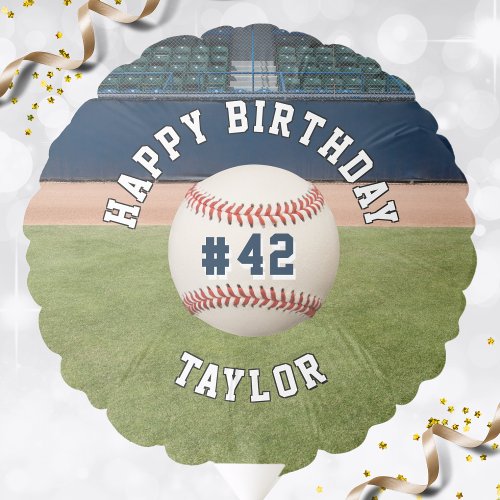 Baseball Field Team Number Sports Happy Birthday Balloon