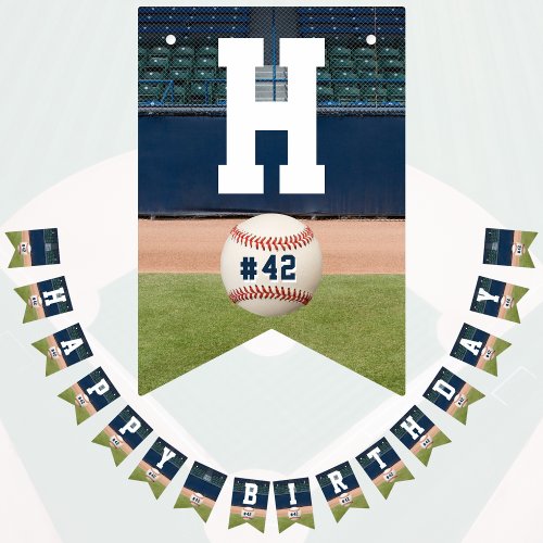 Baseball Field Team Number Sports Happy Birthday Bunting Flags