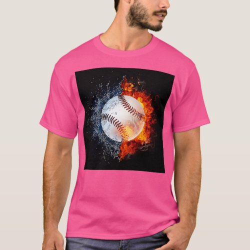 Baseball Fire And Water Yin Yang Sports T_Shirt